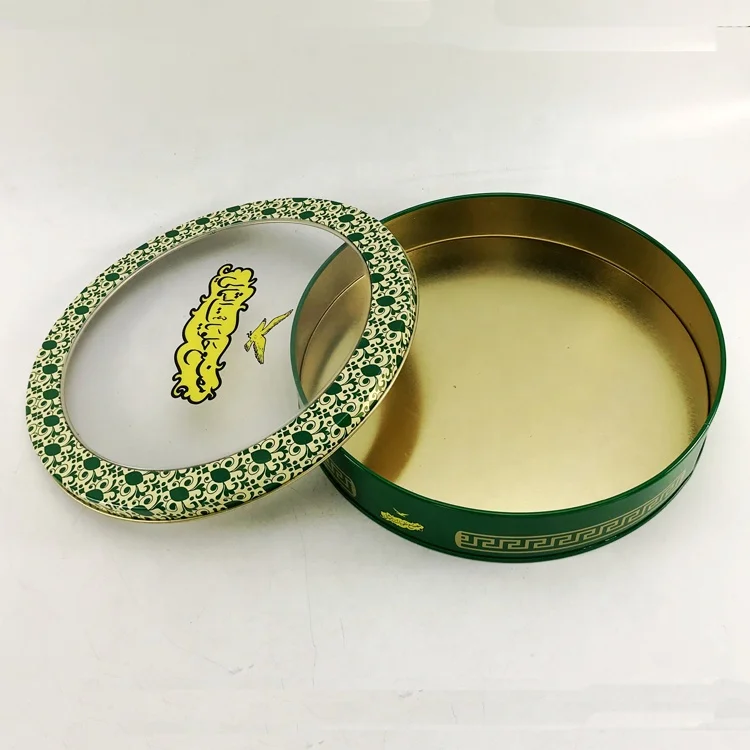 Wholesale Custom Printed Food Grade Round Metal Gift Biscuit Cookie Cake Candy Tin Box With Window