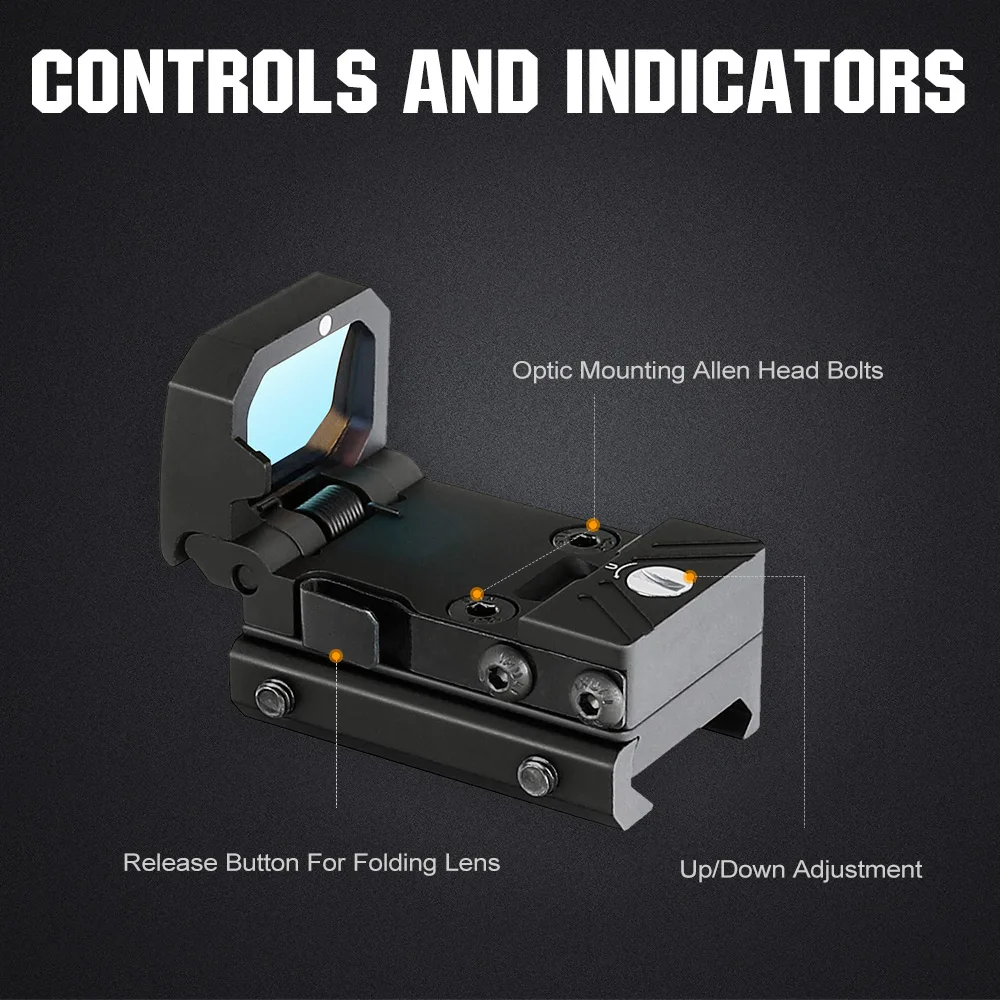 Ohhunt OEM Hunting Optics 1x21x15 Flip Up Reflex Sight RM Footprint Folding Red Dot Sight W/ 20mm / G Mount