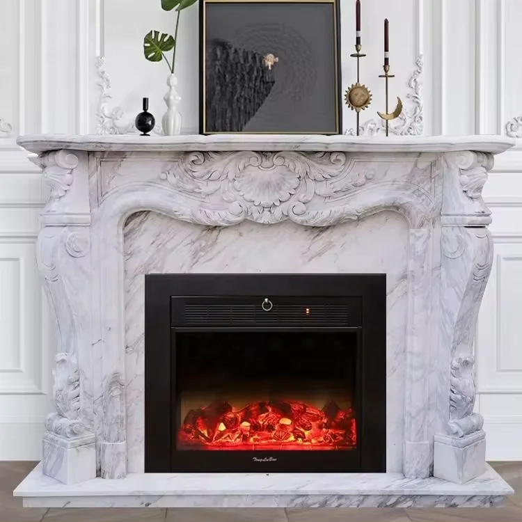 Outdoor Marble Sculpture Home Decor Natural Limestone Fireplace Surround indoor natural stone cream white marble fireplace
