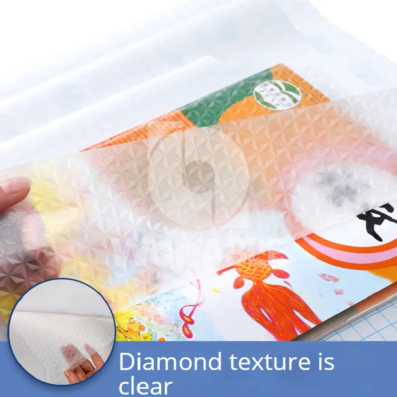 Custom Size PVC Book Cover 47*34cm OPP PP  Transparent Glitter School Student Used Protective Adhesive Book Cover for Textbooks