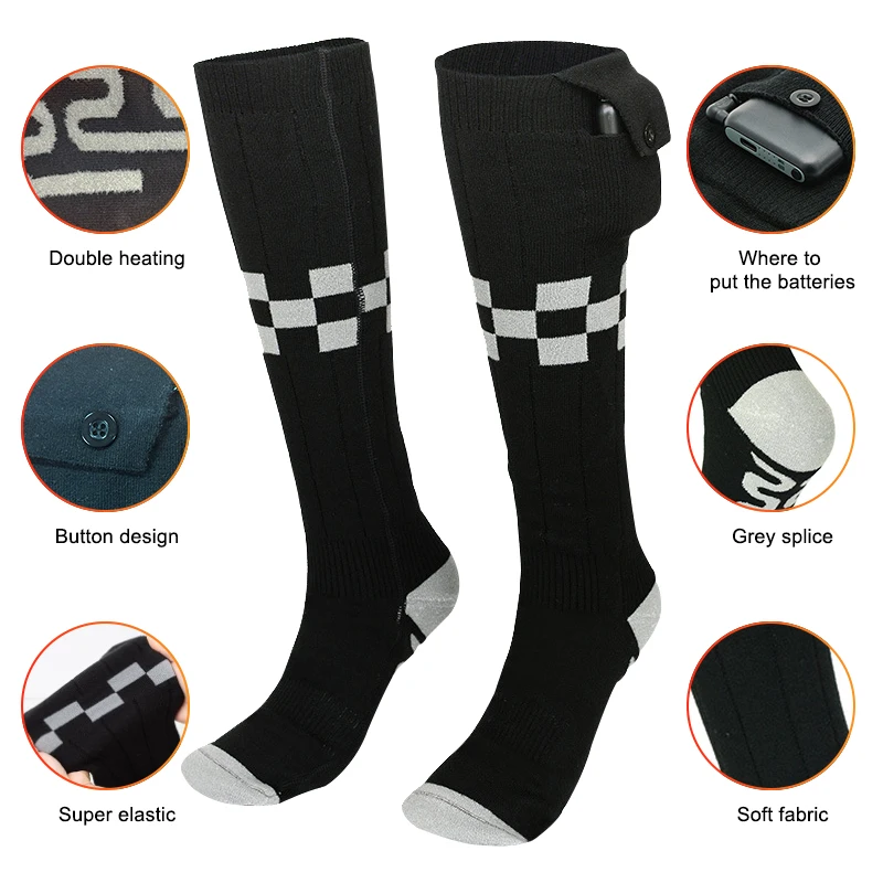 USB Heating Socks for Foot Warming Heated Socks with 3 Heat Settings for Men Women Outdoor Skiing Hunting Fishing Hiking