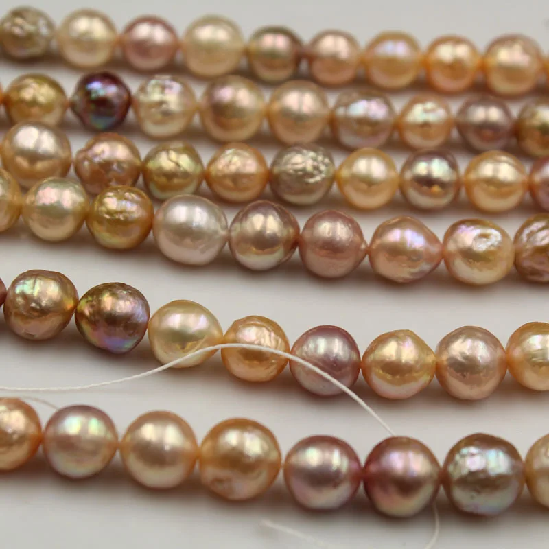 10mm Natural Golden Baroque Pearl Strands Edison Pearl