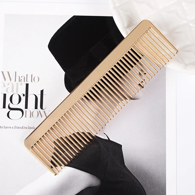 Metal Hair Comb Suppliers Golden Massage Base Teeth Barber Afro Bulk Curved Gold Plated Haircomb Small Combs For Horses