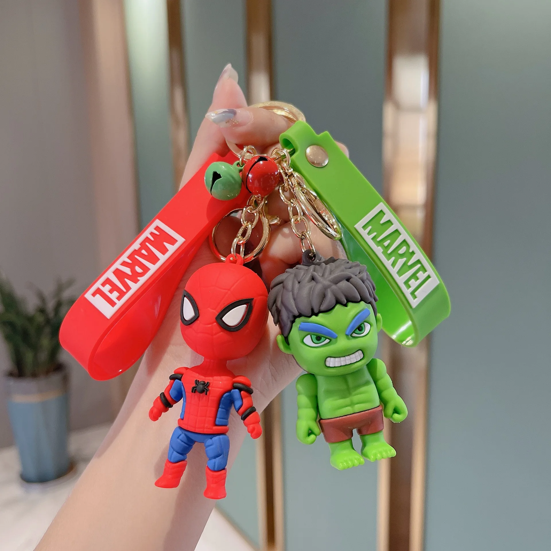 Hot Sale PVC 3D Lovely Cartoon Spider Man captain america avengers toy Hero Hulk Thor pendant marvel figure car key chain