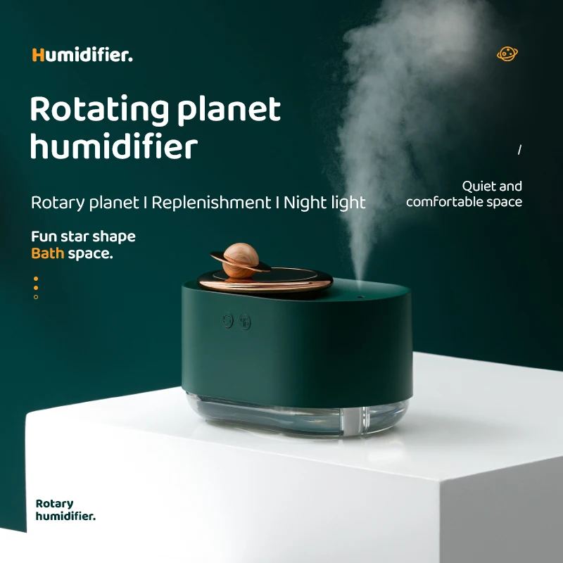 Creative gift rotating planet humidifier car spray humidifier USB mini large capacity cute colorful night light humidifier