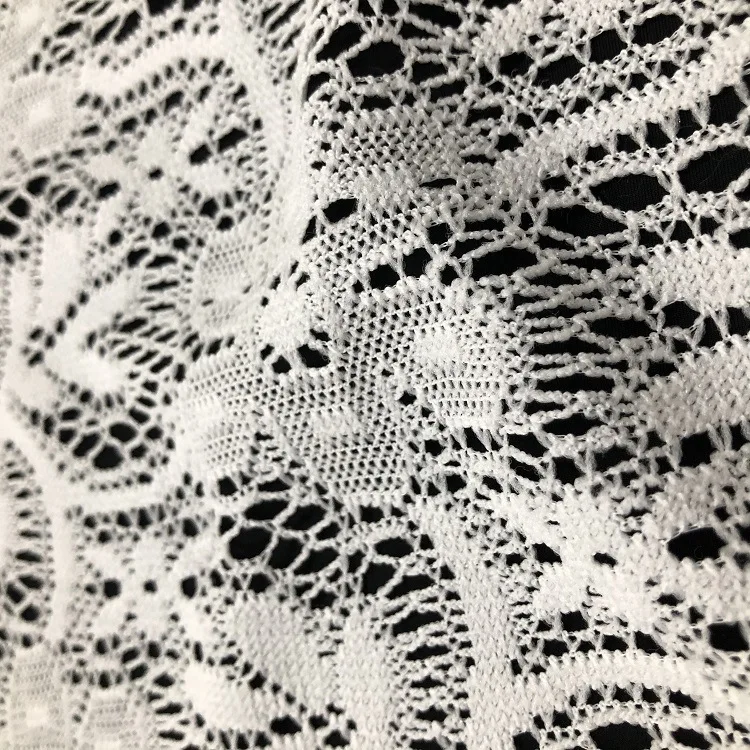 Wholesale Lovely Floral Pure White Breathable Hollow Lace Polyester Mesh Fabric for Children Bedding