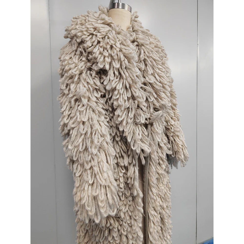 Women Winter  Alpaca Sweater Extra Long Fake Fur Coat Wholesale New Coming Mongolian Fur Coat