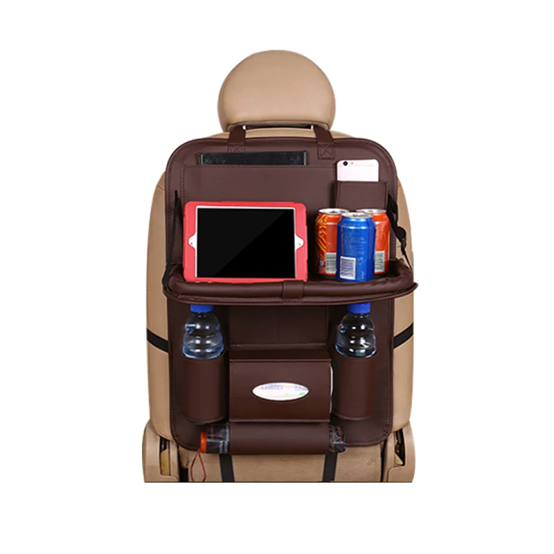 Leather Baby Car Back Seat Organizer for Kids with Tray