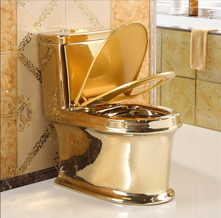 Bathroom ceramic sanitary ware golden color toilet gold wc toilet for sale