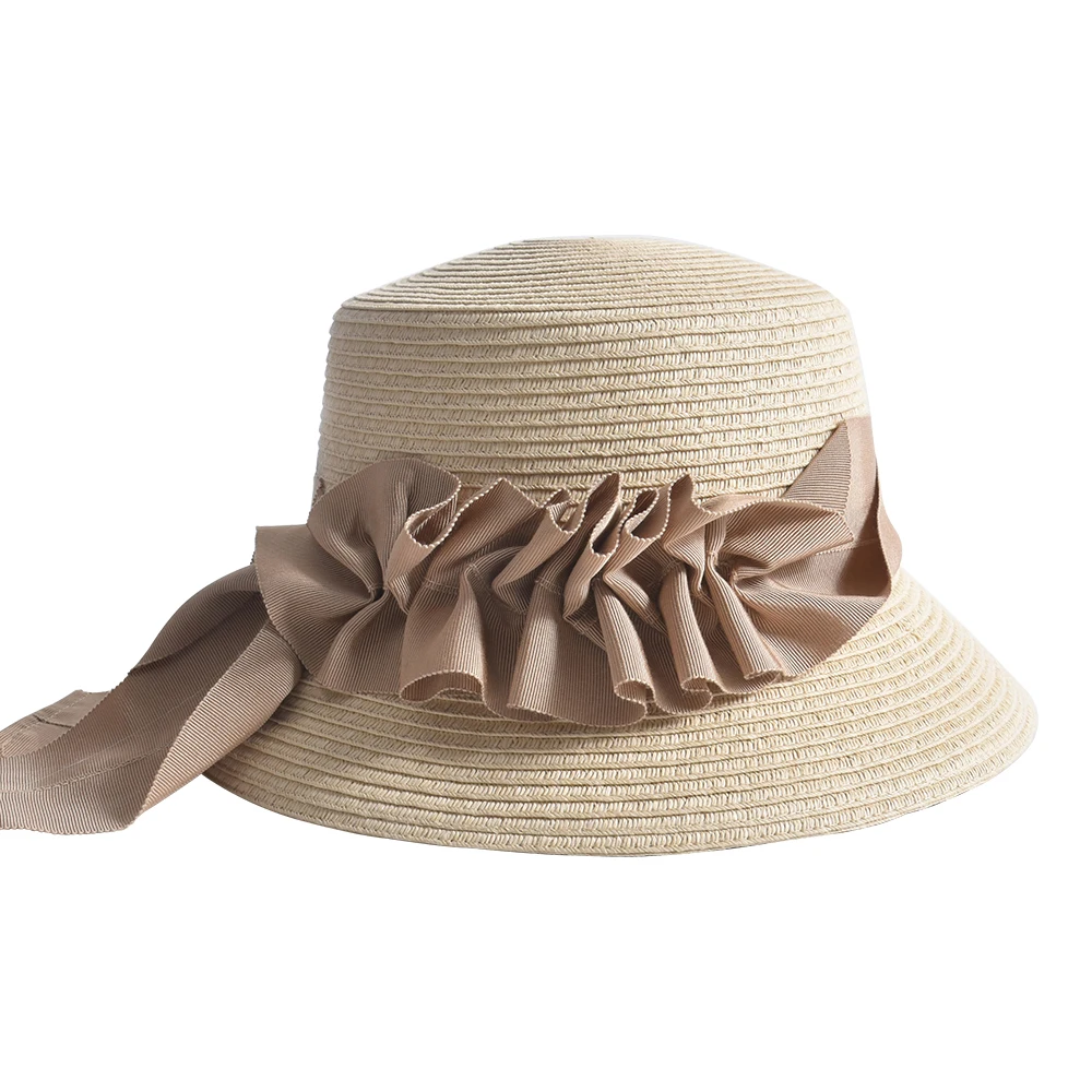 Панама Летняя Пляжная из дышащей бумаги, соломенная шляпа с плиссированной лентой, для путешествий