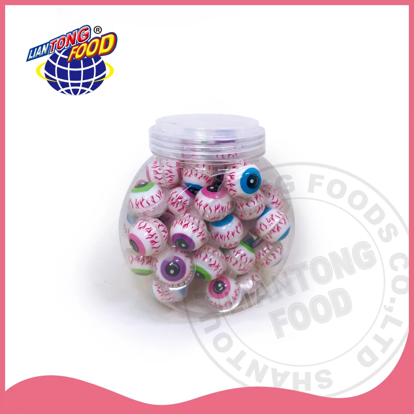 New Product Round Bottled Eye Design Strawberry Sandwich gummy candy