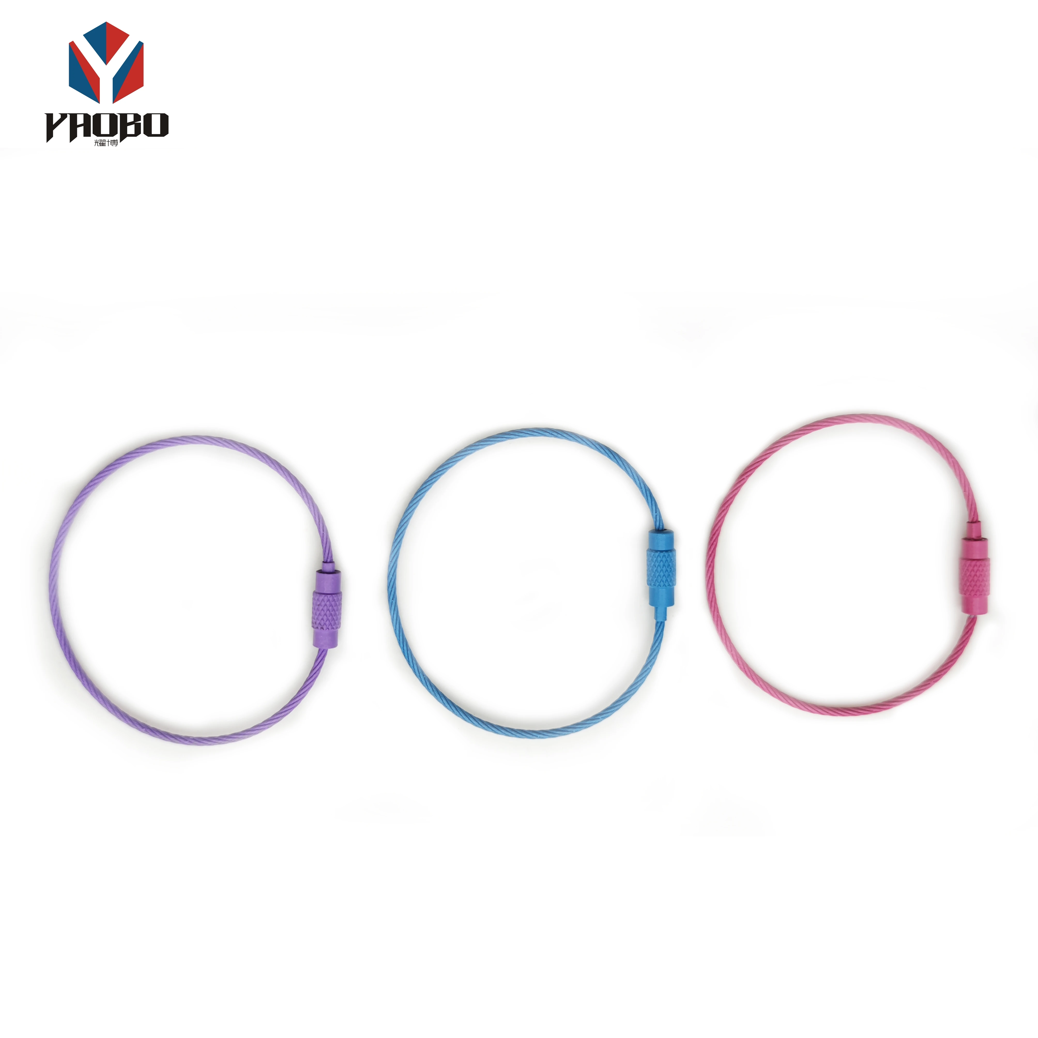 Keychain Lock Screw Cable Rings Stainless Steel Paint Wire Cable Loop Rings For Hanging Tag Keyrings