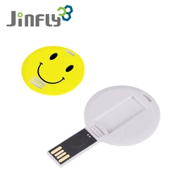 JINFLY CE ROHS FCC 64GB 16GB 8GB 4GB Smiley Round Card Usb Flash Drive 2.0 Pendrive Personalizado Usb Flash Drive 32Gb Cartoon