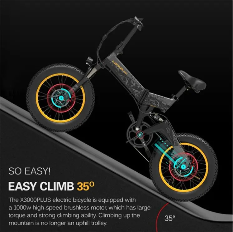 2023 NEW EU Warehouse CE Mountain ebike 48V 20inch Fat Tire Electric Folding Bike With Pedal 1000W 17.5AH City Electric Bicycle