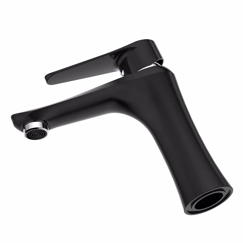 Factory Hot Sell Brass Basin Taps Black Chrome Single Hole Hot And Cold Basin Sink Faucet