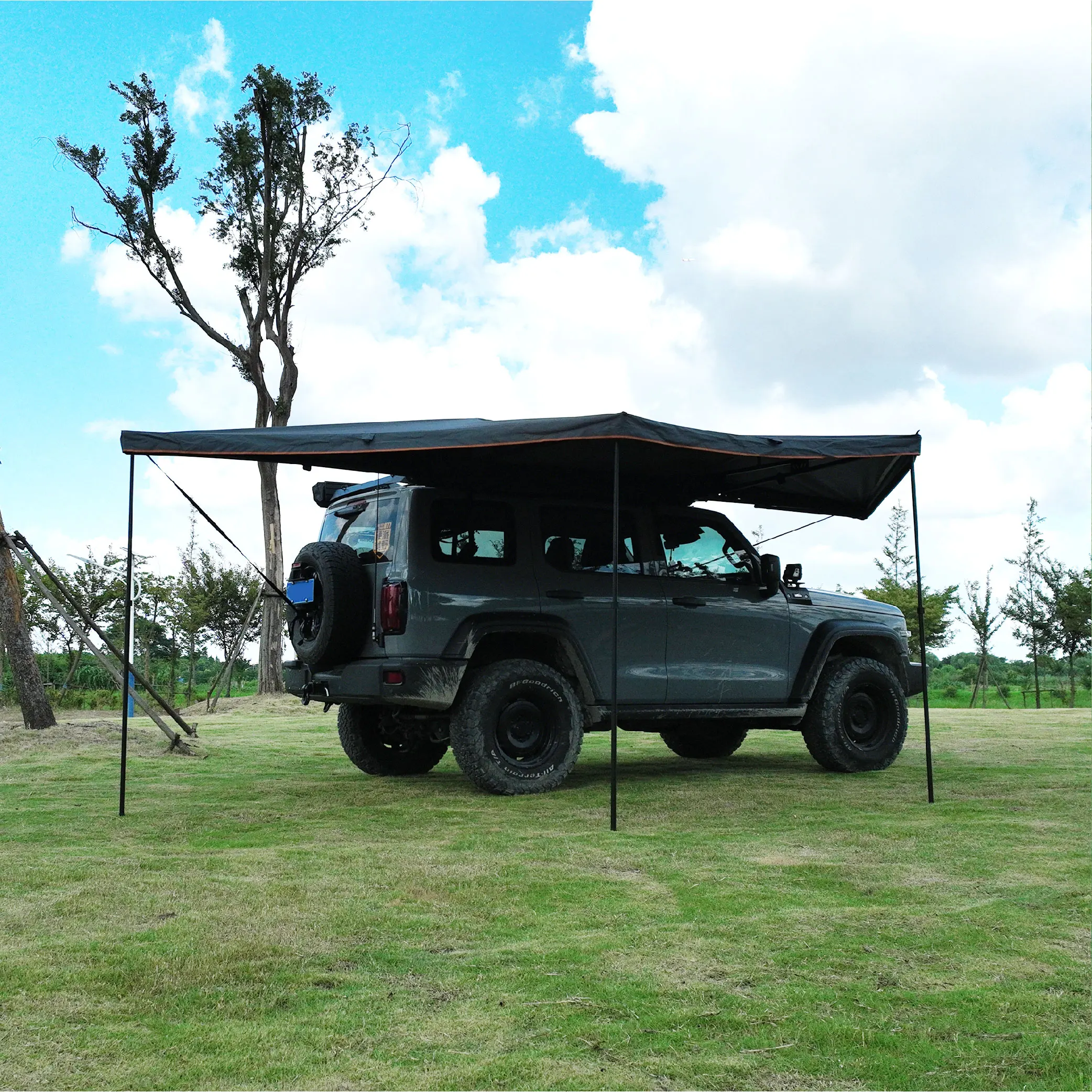 Yescampro new design roof top tent car side awning 180 degree awning review
