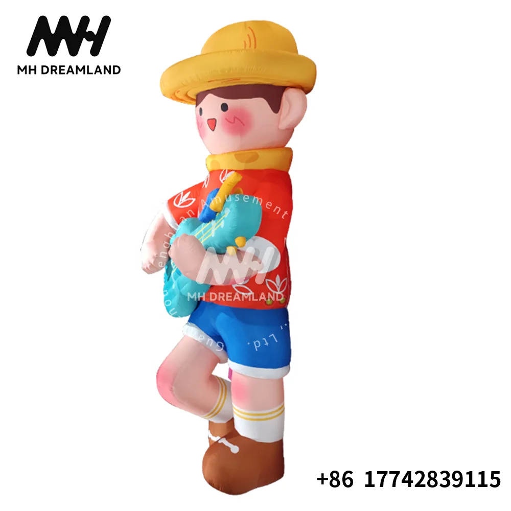 Cartoon Giant Inflatable Commercial Guitar Boy Cartoon Toy Outdoor Indoor Advertising Shop and Park for Decoration