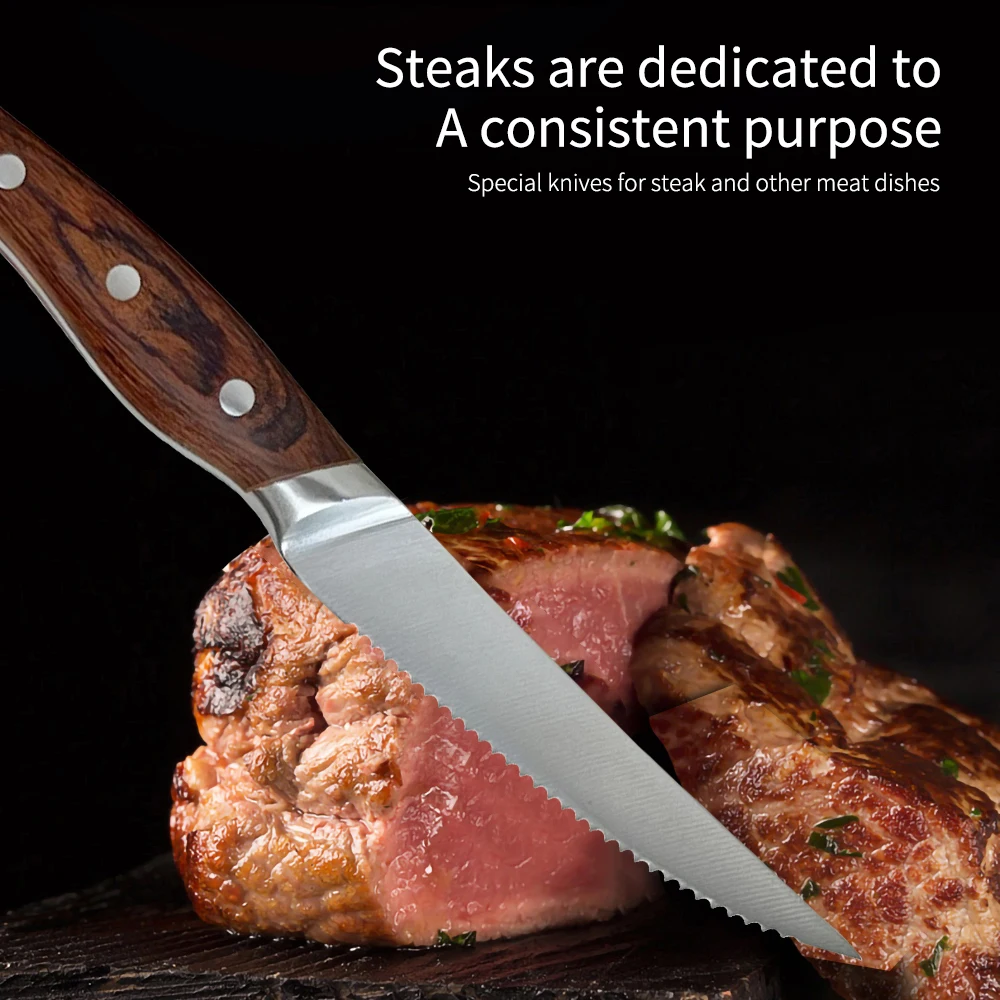 Classic design Pakka wood handle 4/6pcs stainless steel steak knife gift set