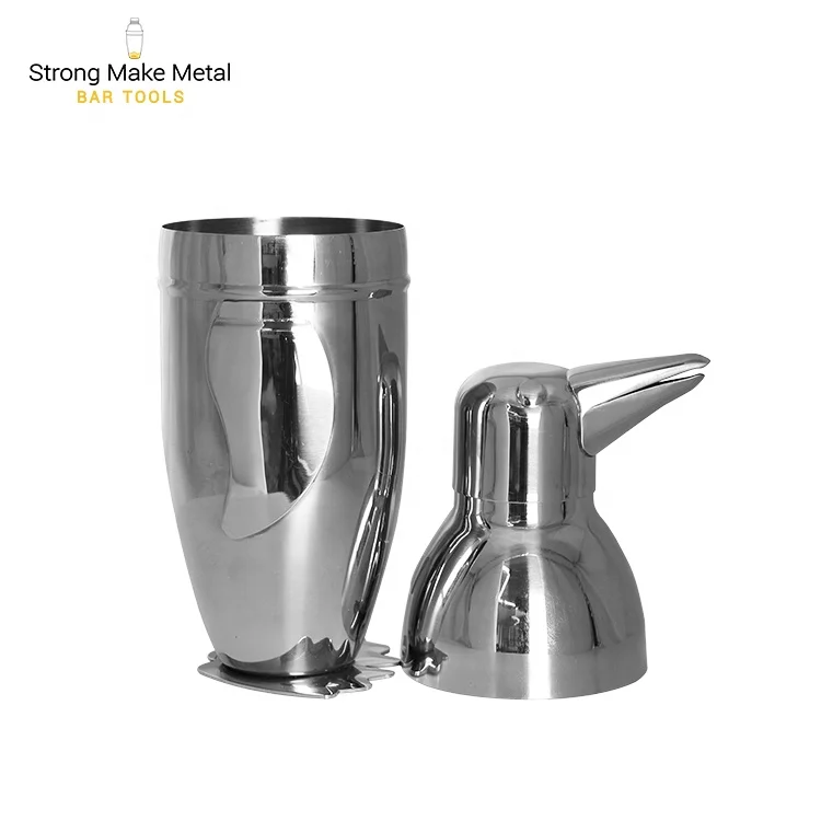 Eco friendly 500ml penguin shape vacuum insulated custom logo sublimation stainless steel bar tool cocktail shaker