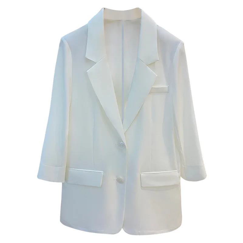 Женский тонкий шифоновый Блейзер, лето 2021, новый облегающий солнцезащитный костюм, белое летнее пальто