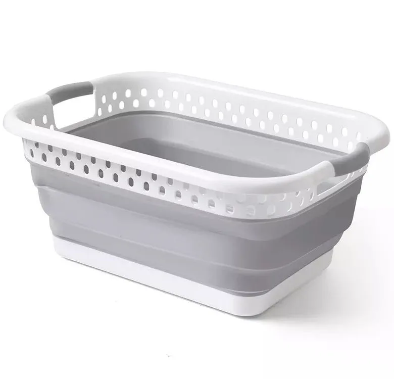 Wholesale Plastic Rectangular Folding Kitchen Laundry Basket With The Handle