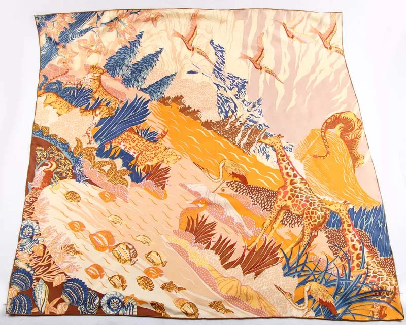 New style retro European print shawl female twill 90 square scarf silk scarf decorative scarf