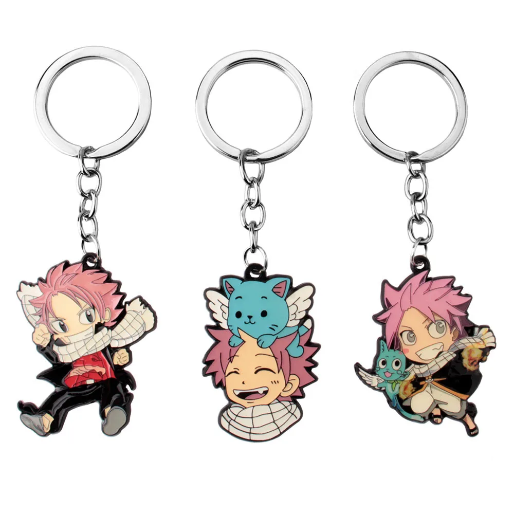 Anime Fairy Tail Nazudrallin Happy Figure Keychain Metal Enamel Pendant Keychains