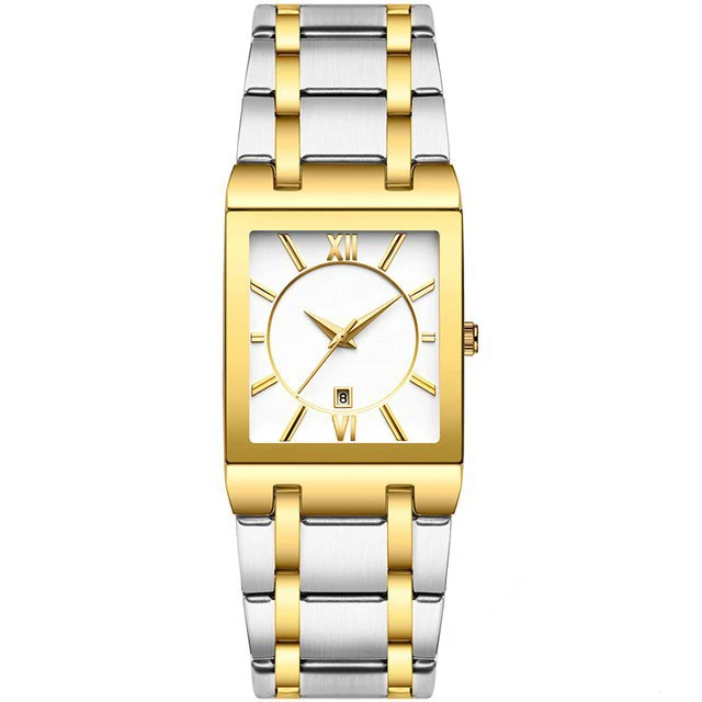 Fashion Waterproof Stainless Steel Wrist Watch Oem Private Label Luxury Men Gold Square Quartz Watches