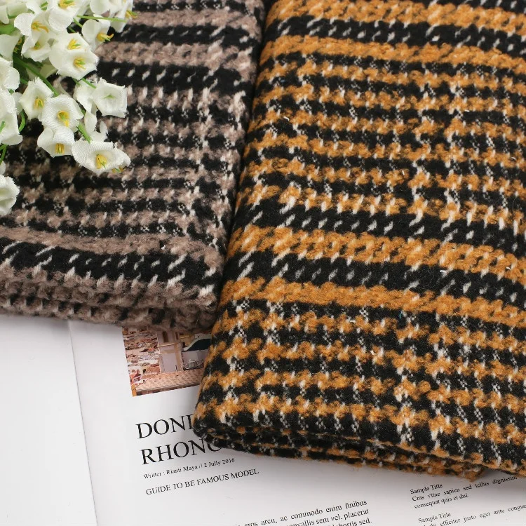 
Autumn winter new vintage woolen tweed wool fabric 700G heavy wool coat fabric 30% wool fabric factory source 