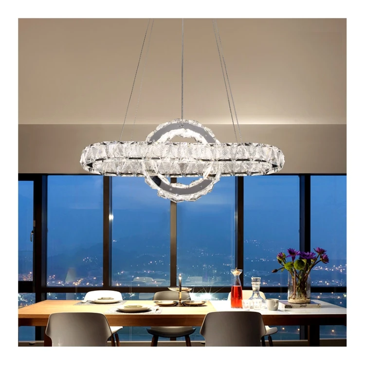 Wholesale Pendant Light Rectangle Round Crystal Lamps Fixture New Design Led Modern Luxury K9 Crystal Chandelier