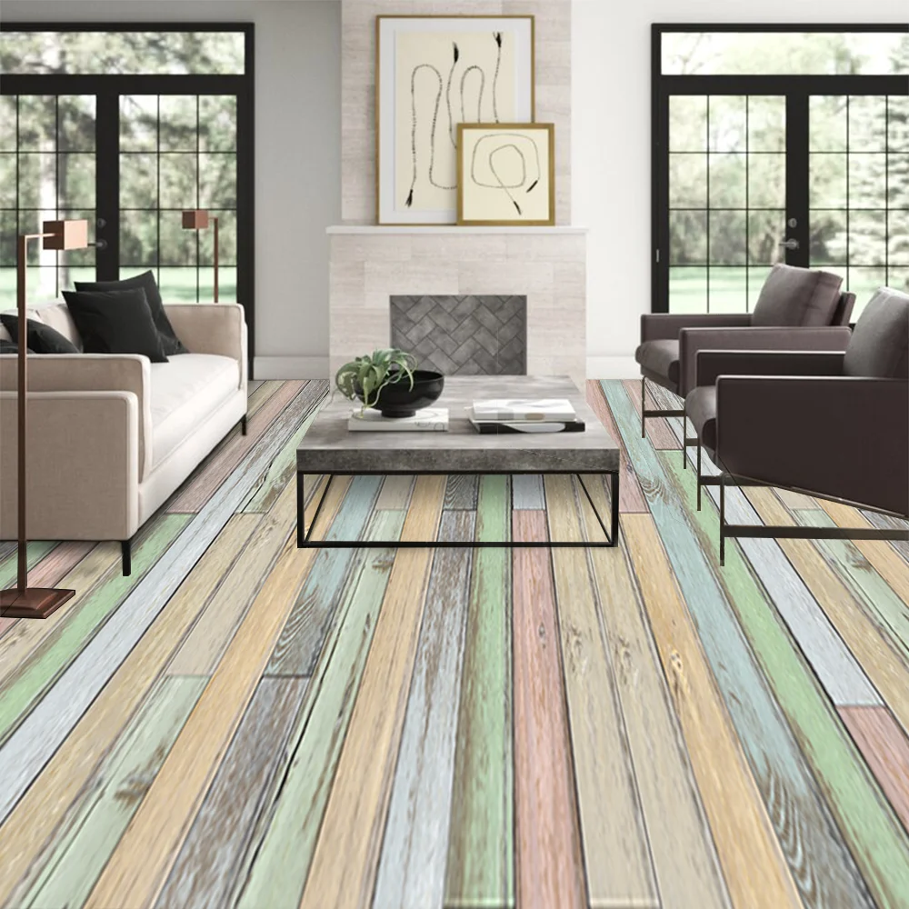 Наклейки для пола в спальню, виниловые водонепроницаемые обои с деревянными досками, для домашнего пользования