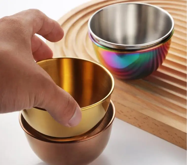 Stainless Steel Small Bowls Sauce Dishes Ice Cream Cups Mini Serving Dessert Bowl Round Seasoning Dishes Sushi Dipping