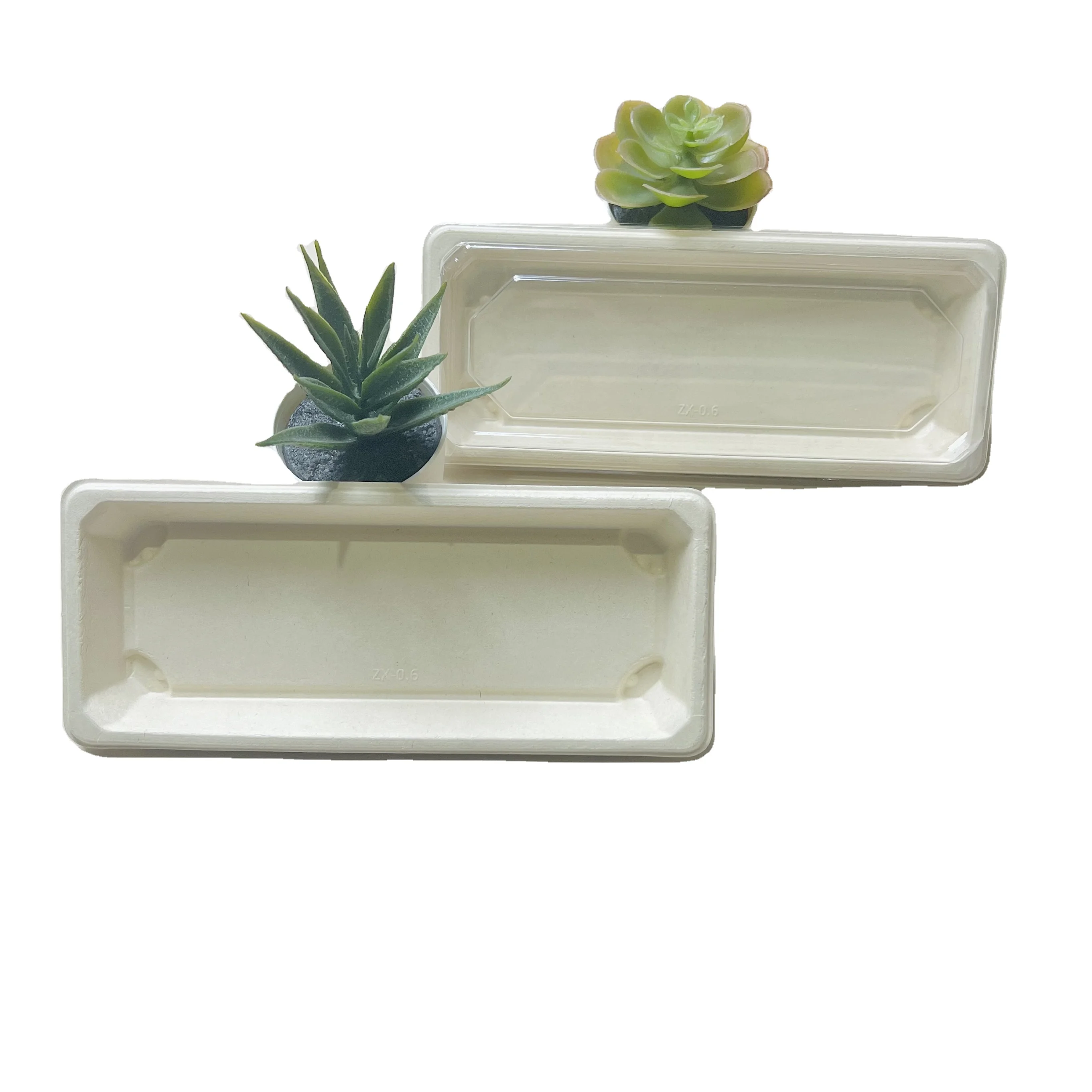 217mm Disposable biodegradable compostable tableware Square Paper Sushi Tray 02