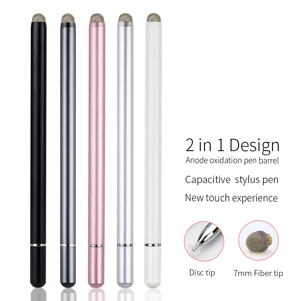 2 in 1 fiber tip disc tip touch screen stylus pen touch pen with magnetic cap for iphone ipad laptop
