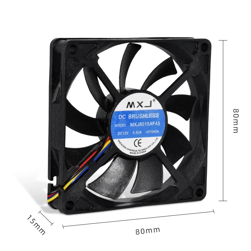 MXJ 8015 Cooling fans 12V 0.5A Industrial equipment cooling fan 80x80x15mm Audio amplifier Mute Power supply case cooling DC fan