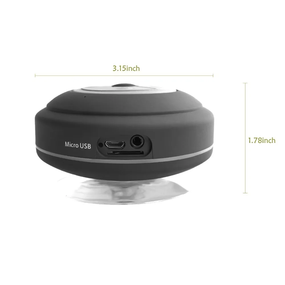 Q9 Portable Subwoofer Shower Waterproof Wireless Bt Speaker Car Handsfree Call Music Suction Mic For Ios Android Phone