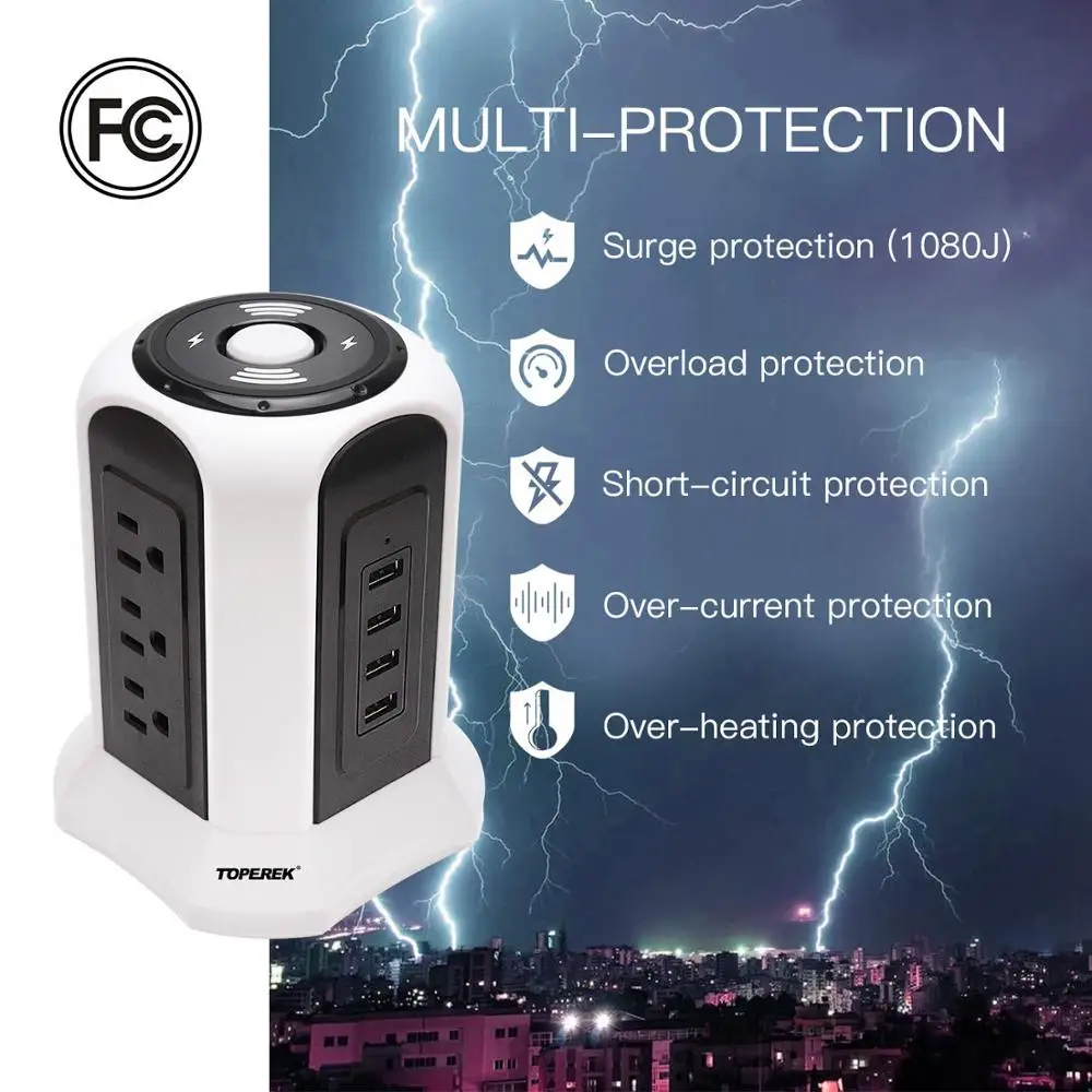 Беспроводная зарядная розетка, настольная зарядная станция с 9 розетками и 4 USB-портами, 4,5 а, многофункциональное зарядное устройство с интеллектуальной вилкой