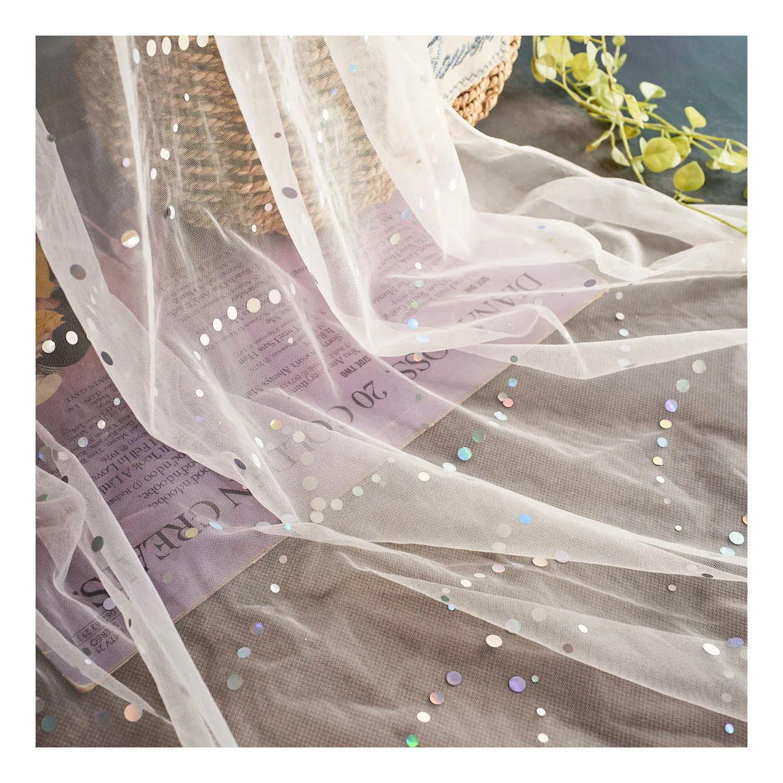 Soft Wholesales In Stock Colorful Gradient Shinny Dots Glitter Tulle Mesh Fabric For Girls Skirt