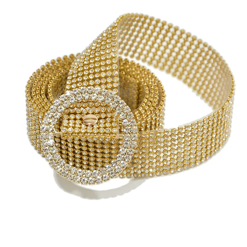 Europe and the United States ladies hot selling new full rhinestone inlaid PVC plastic belt belt manufacturer leather belt women