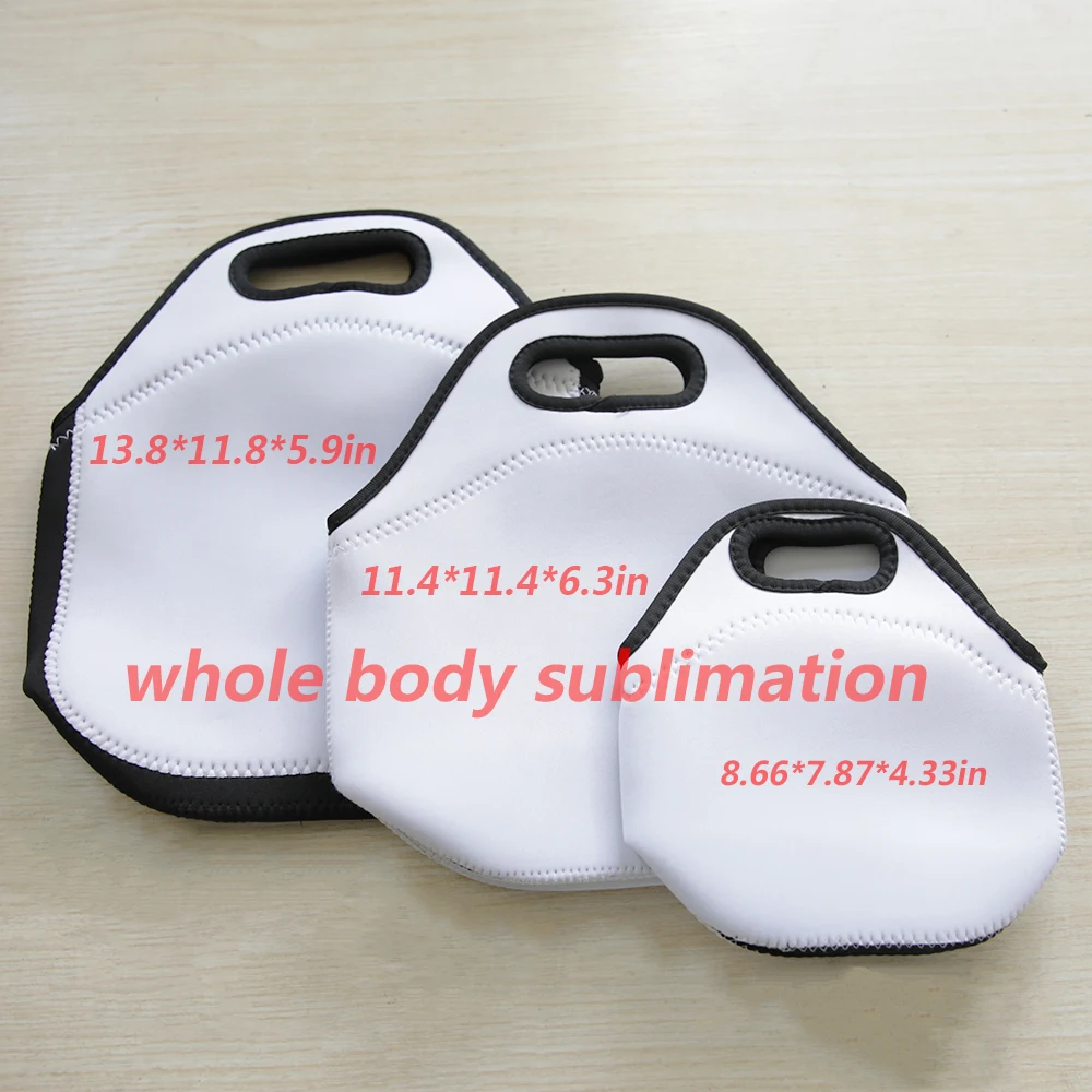 sublimation lunch bag blank  printing Personalized Design Thermal Insulated custom logo sublimation neoprene lunch tote bag