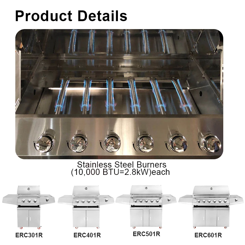 Portable Steak Barbecue Outdoor Stainless Steel Bbqs Machine Propane Gas Bbq Grill