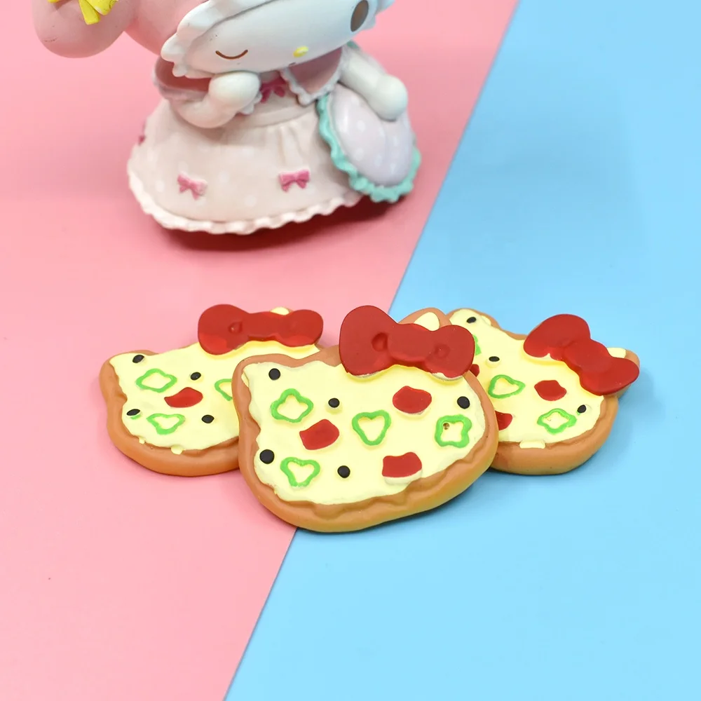 New Arrivals Simulated Pizza Hamburger Miniature Food Toys Flat Back Charms Resin Cabochon For Doll House Decoration