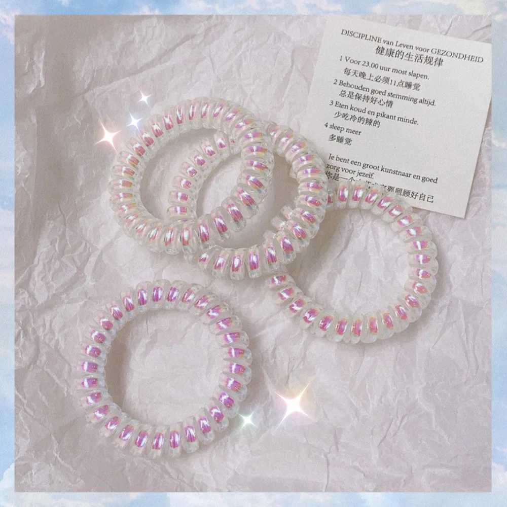 Korean INS Cute Mermaid Telephone Wire Hair Ties Girls Elastic Hair Band Reverie Transparent Hair Tie