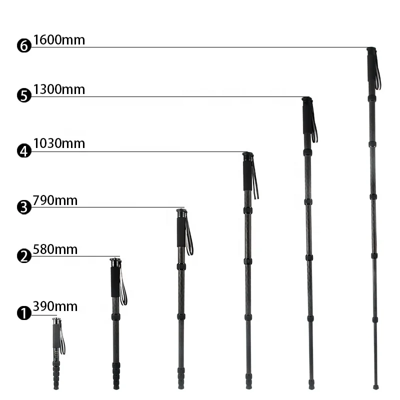 BEXIN Aluminum Lightweight Portable Monopod Triangle Brace Extension Pole Travel Hiking Stick for Camera Head Phone Clip Compass