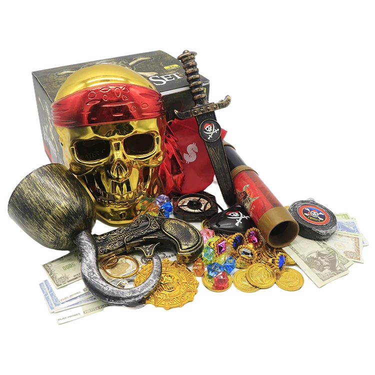 Halloween Plastic Telescope Gems Compass Pirate Toys Play Set For Kids