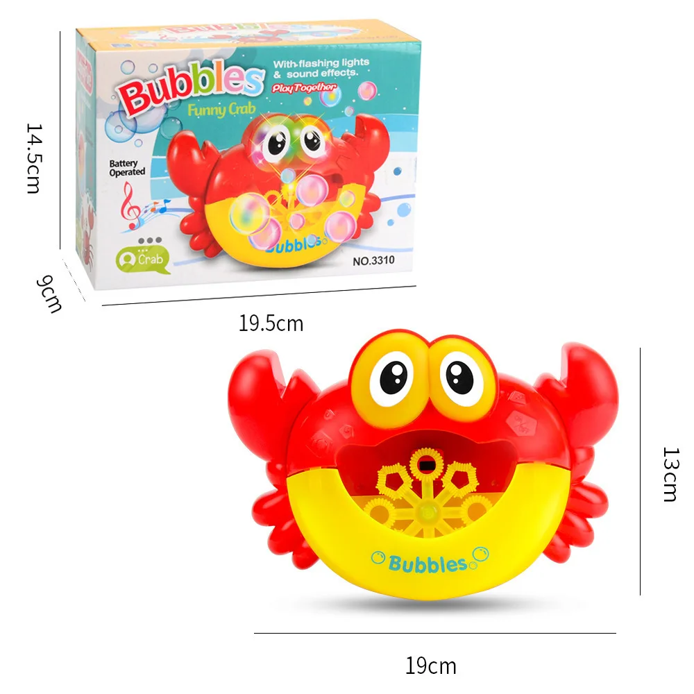 YIWU ALLSHINE Bath Toy Animal Crab Automatic Bubble Gun Water Toy Lighting Music Crab Bubble Machine
