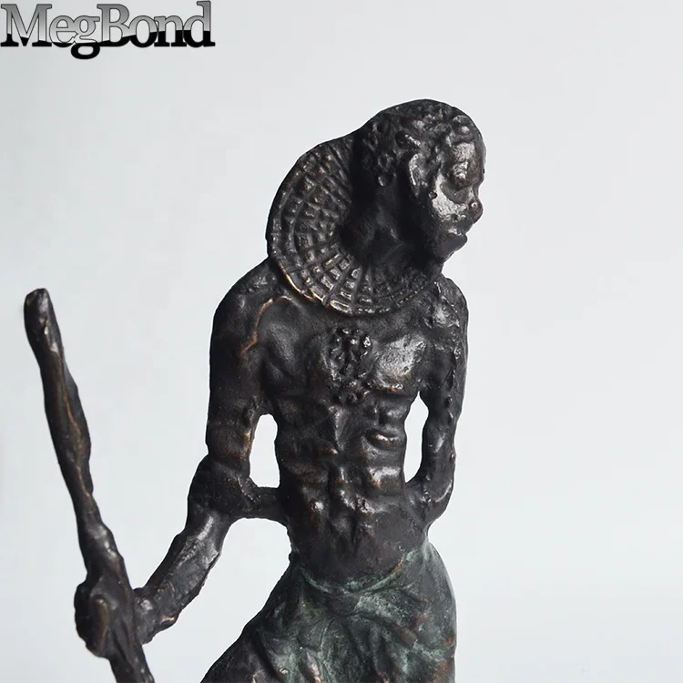 Cast iron metal bronze Minoria african statue for  home,  Mini metal man statue