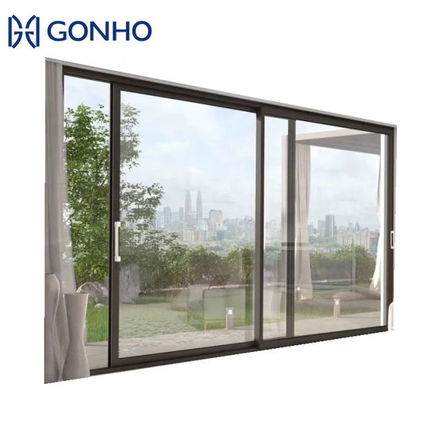 Gonho cheap wholesale argon gas fills waterproof cavity timber pocket door sliding track giant sliding door