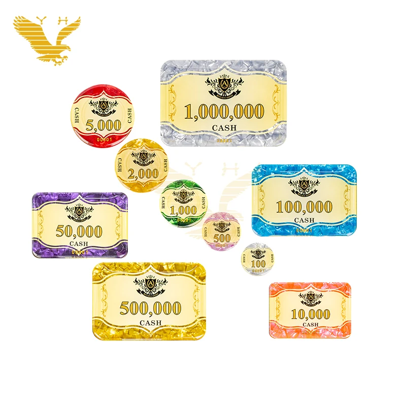 YH Custom Printed Square Plastic Casino Poker Chips For Sale