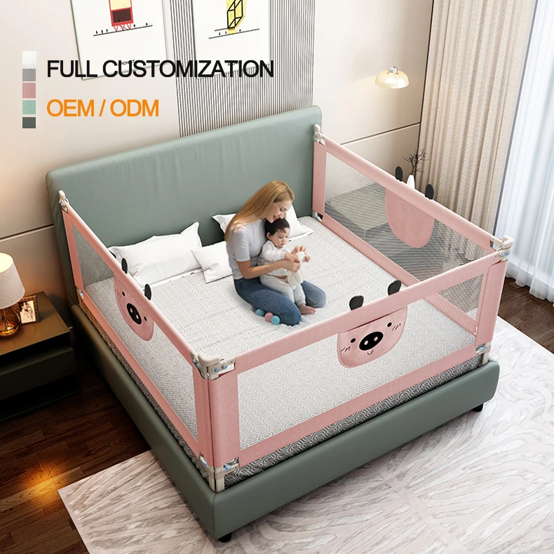 Portable Child Safety Products Full Customization Toddler Cot Railing Babi Side Double Guard Cute Bear Design Bed Rails